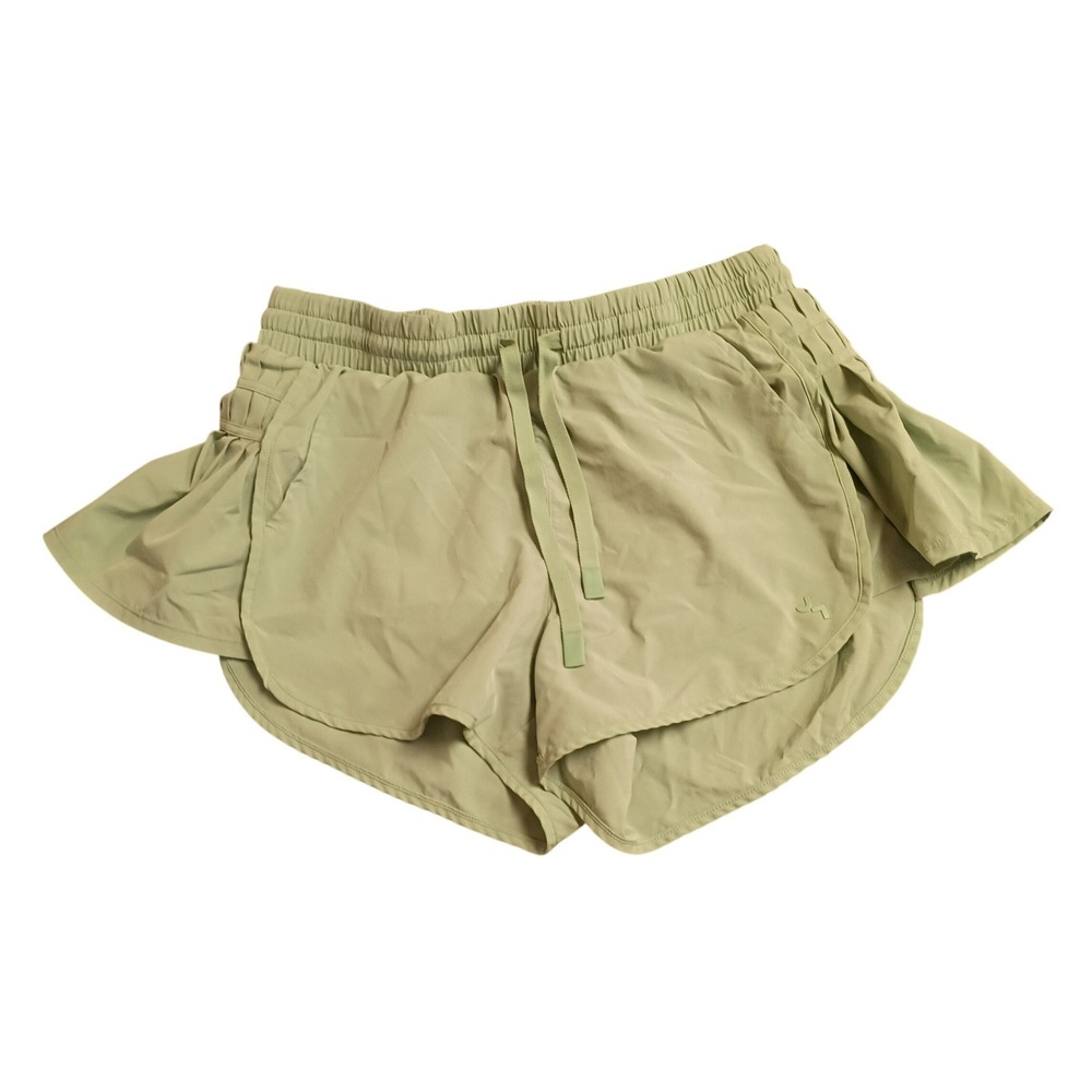 JoyLab Pleated Skirt Overlay Athletic Shorts Womens Medium Sage Green Activewear